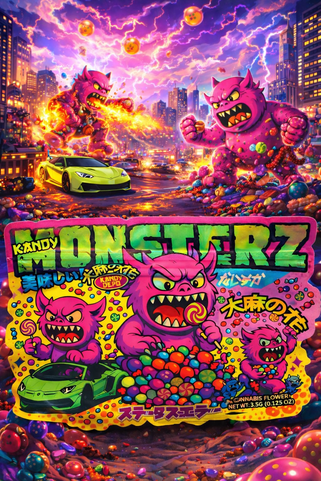 Trap Shack “ Kandy Monsterz ” Zip Lock Mylar Bag | Smell Proof Packaging Set of 25