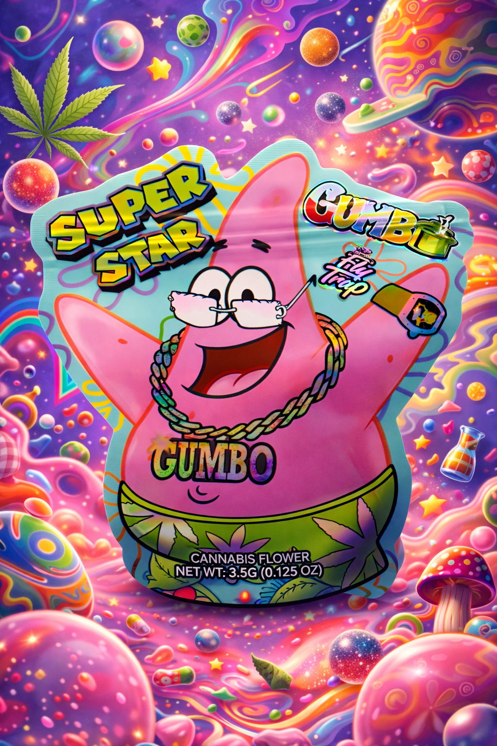 Trap Shack “ super star Gumbo ” Zip Lock Mylar Bag | Smell Proof Packaging Set of 25