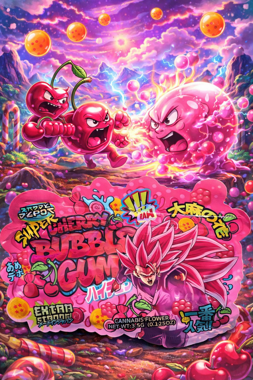 Trap Shack “  super cherry bubblegum     ” Zip Lock Mylar Bag | Smell Proof Packaging Set of 25