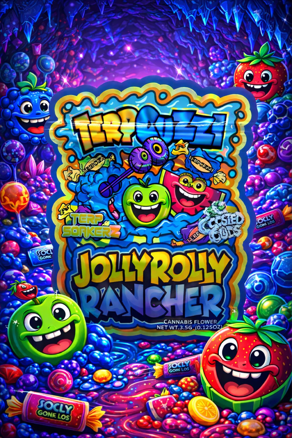 Trap Shack “ jolly Rolly Rancher ” Zip Lock Mylar Bag | Smell Proof Packaging Set of 25