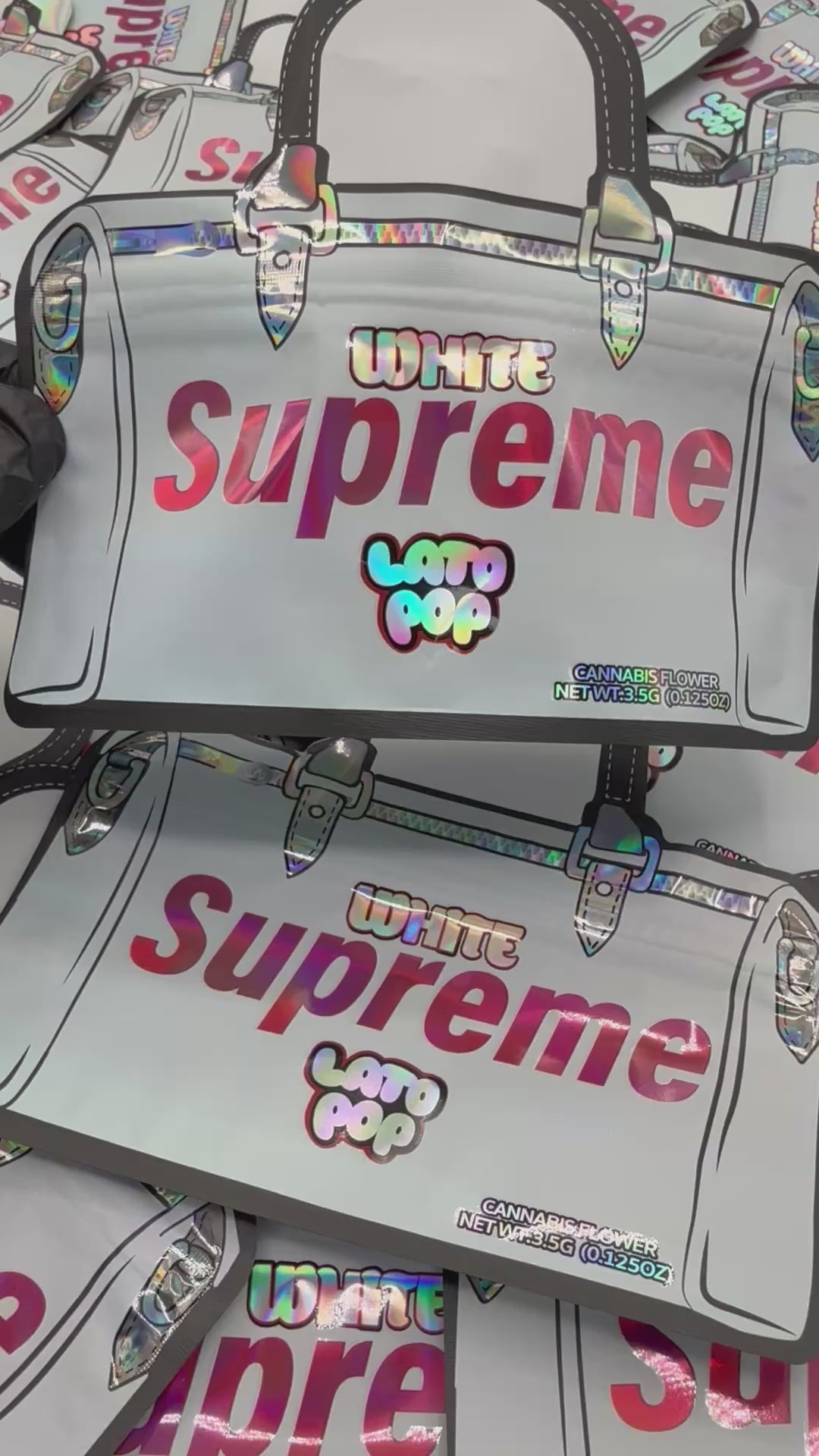 Trap Shack “ white supreme Lato pop ” Zip Lock Mylar Bag | Smell Proof Packaging Set of 25