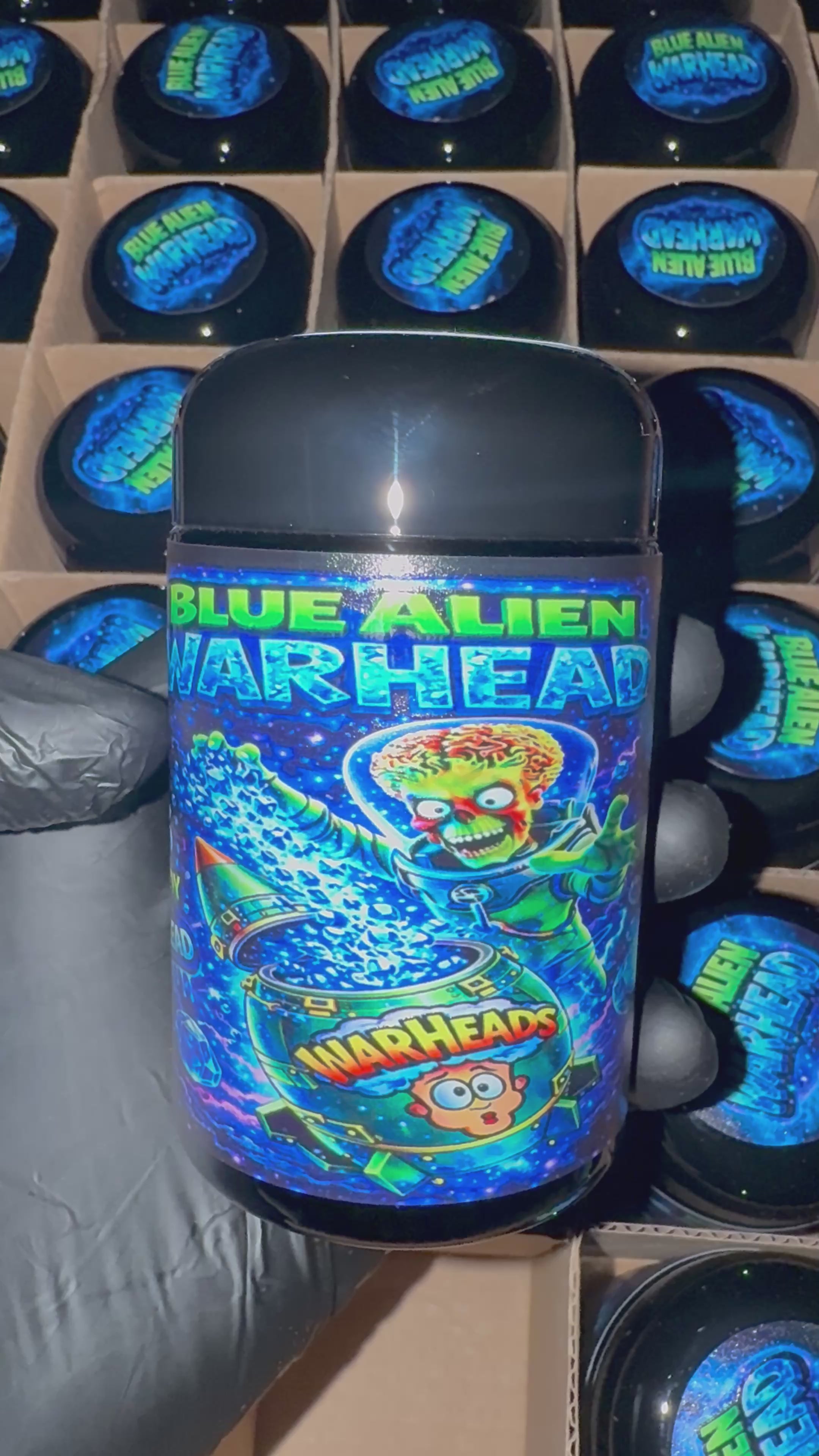 Trap Shack “ blue alien warhead  ” 7G  Glass Jar | Smell Proof | set of 16