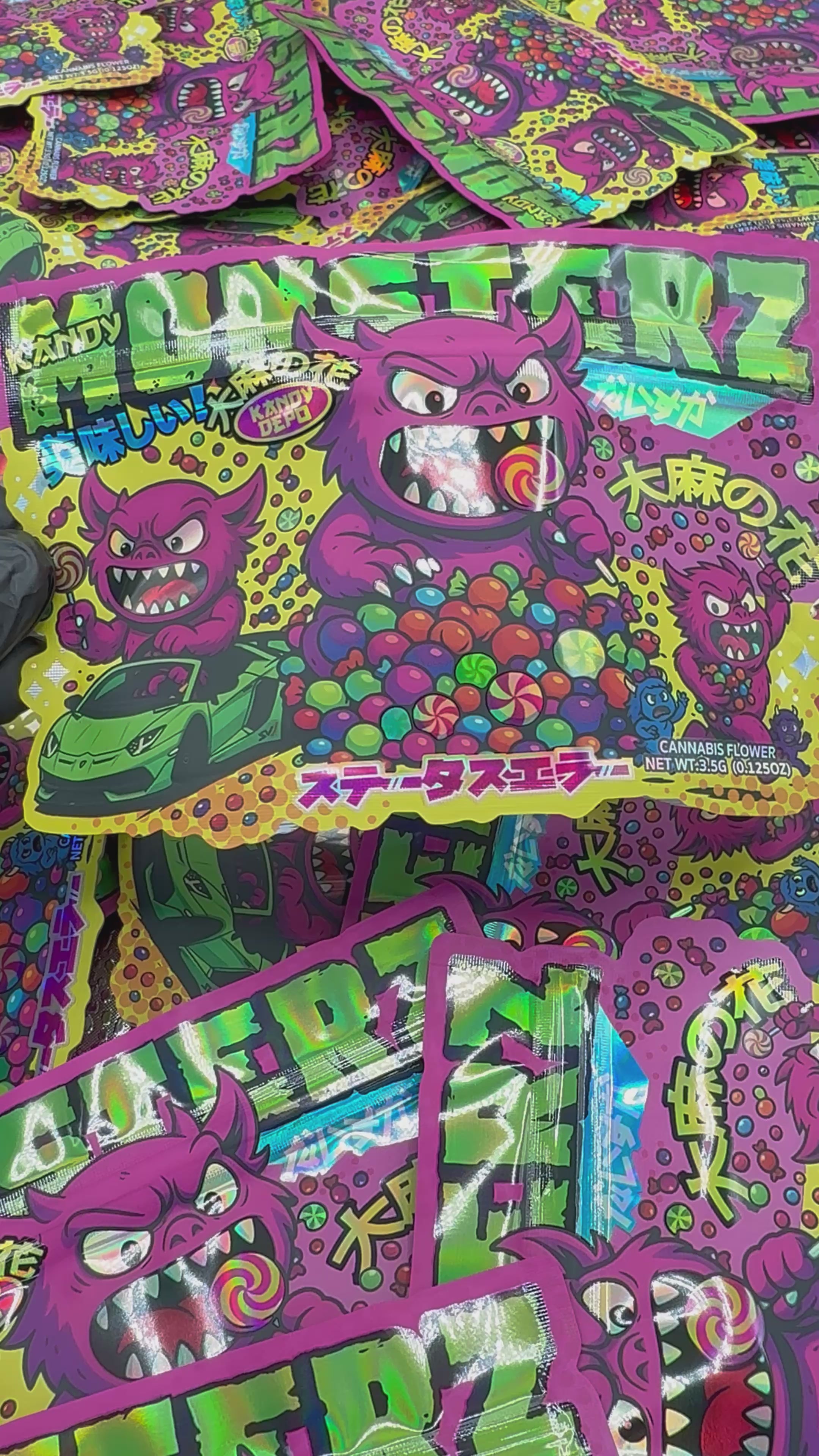 Trap Shack “ Kandy Monsterz ” Zip Lock Mylar Bag | Smell Proof Packaging Set of 25
